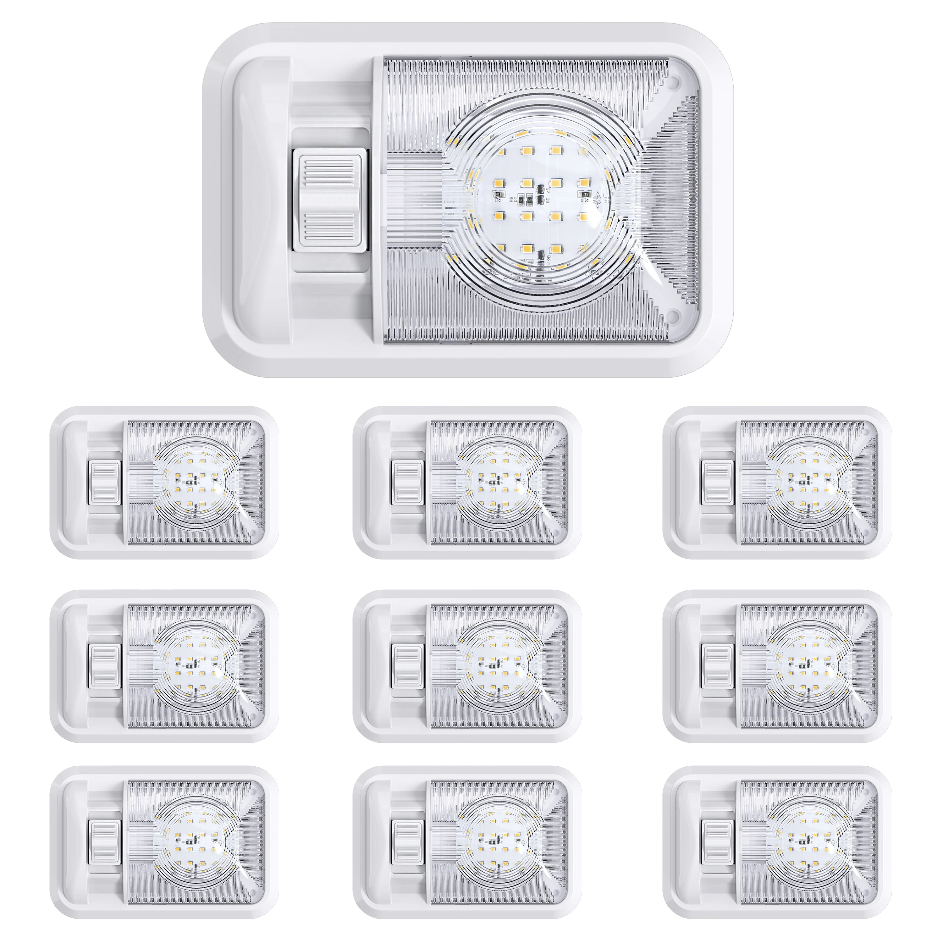 10 Pcs 12V Led RV Ceiling Dome Light RV Interior Lighting for Trailer Camper with Switch, Single Dome 280LM
10 Pcs 12V Led RV Ceiling Dome Light RV Interior Lighting for Trailer Camper with Switch, Single Dome 280LM