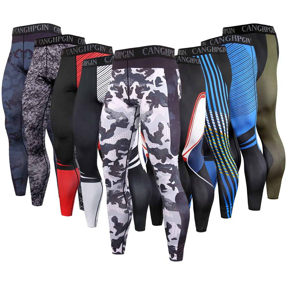 

Men's Sports Lycra Fitness Gym Training Accessories Tights Compression Leggings Basketball Running Sportswear Bodybuilding Pants