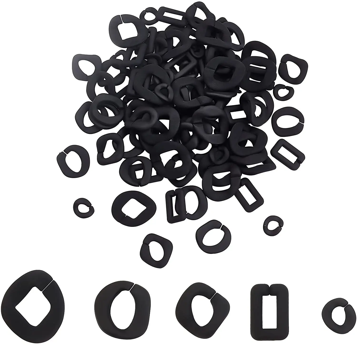 100 PCS 5 Styles Acrylic Linking Rings Open Acrylic Quick Link Rings Black Matt Linking Chain Rings Twist Linking 22~38mm Long
100 PCS 5 Styles Acrylic Linking Rings Open Acrylic Quick Link Rings Black Matt Linking Chain Rings Twist Linking 22~38mm Long