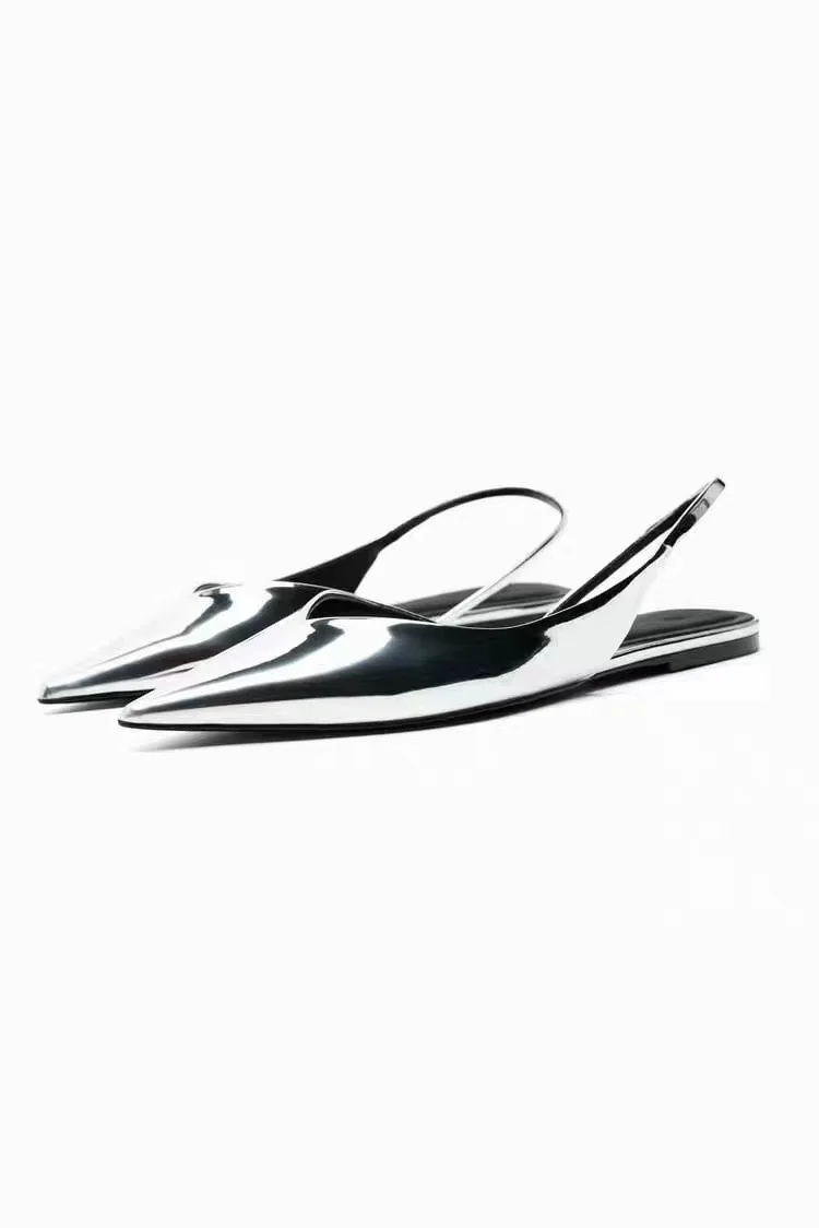 Womens Silver Pointed Toe Flats Summer Flat Slingbacks Casual Slippers Ladies Flat Mules Puls Size Flats Sandals
Womens Silver Pointed Toe Flats Summer Flat Slingbacks Casual Slippers Ladies Flat Mules Puls Size Flats Sandals