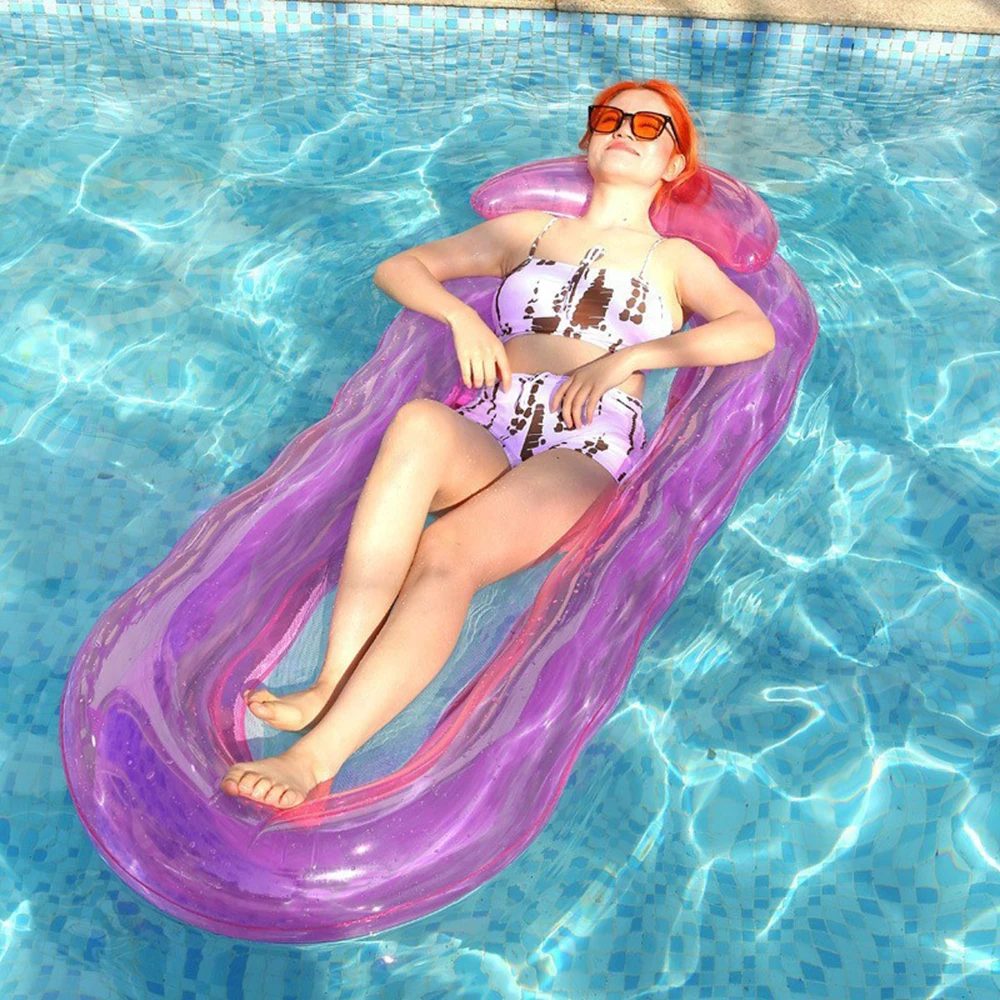 

PVC Lounger Pool Floating Air Mattress Inflatable Water Hammock Tube Bed Leak Proof Nozzle Waterproof Swimming Pool Accessories