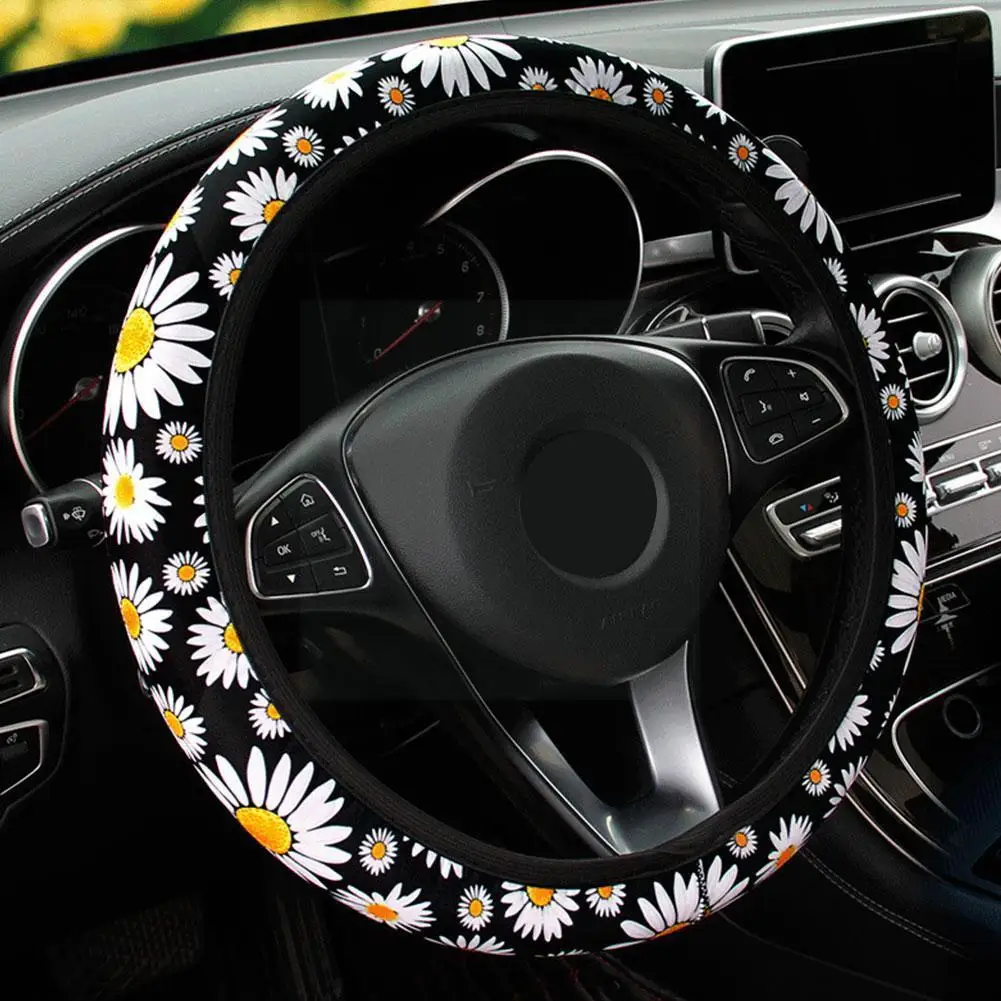 37-38cm Car Steering Wheel Cover Daisy Flower Auto Interior Universal Wheel Steering Cover Accessories Decoration Car Knitt H1e0
37-38cm Car Steering Wheel Cover Daisy Flower Auto Interior Universal Wheel Steering Cover Accessories Decoration Car Knitt H1e0