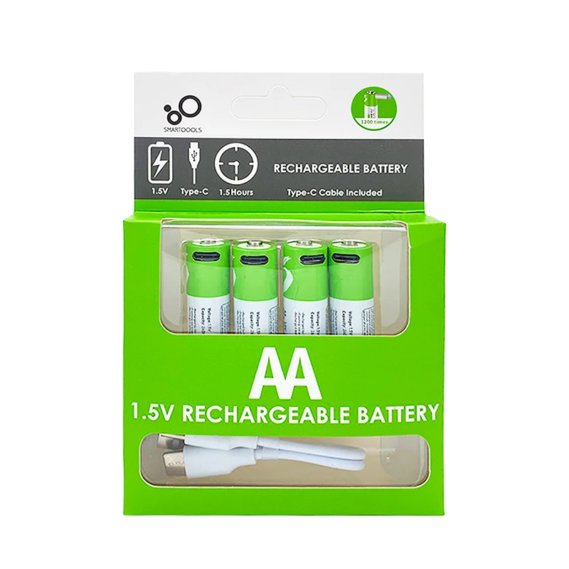 SMARTOOOLS 1.5V AA AAA 2600Mah 550Mah USB Rechargeable Li-ion Battery for Remote Control Wireless Mouse Toy+Type-C Cable Charger
SMARTOOOLS 1.5V AA AAA 2600Mah 550Mah USB Rechargeable Li-ion Battery for Remote Control Wireless Mouse Toy+Type-C Cable Charger