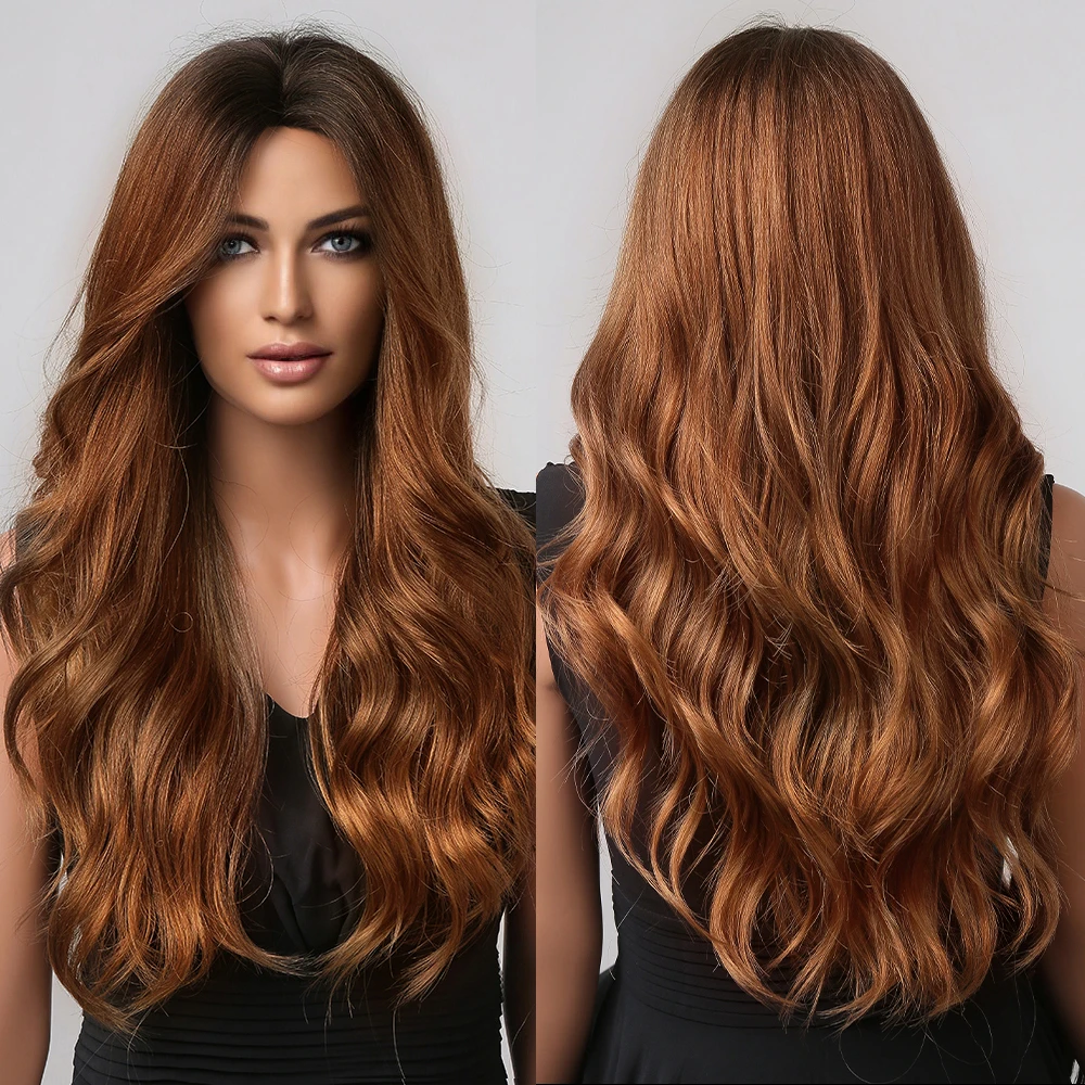 Synthetic Long Red Brown Wigs Natural Wave Hair Wig for Black Women Body Wave Daily Use Cosplay Party Middle Part Dark Roots Wig
Synthetic Long Red Brown Wigs Natural Wave Hair Wig for Black Women Body Wave Daily Use Cosplay Party Middle Part Dark Roots Wig