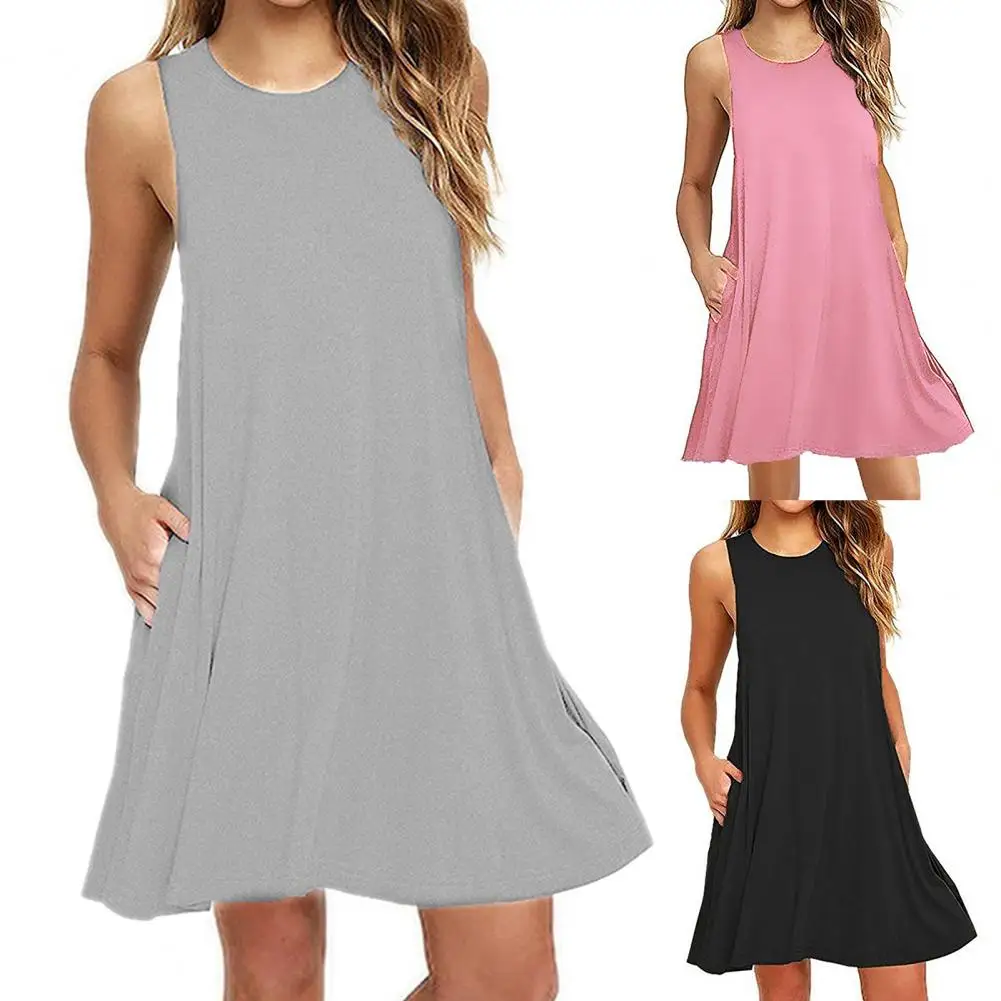 Women Dress Casual Sleeveless Round Neck Cloth Simple Solid Color Midi dresses woman summer 2022 Women's Clothing
Women Dress Casual Sleeveless Round Neck Cloth Simple Solid Color Midi dresses woman summer 2022 Women's Clothing