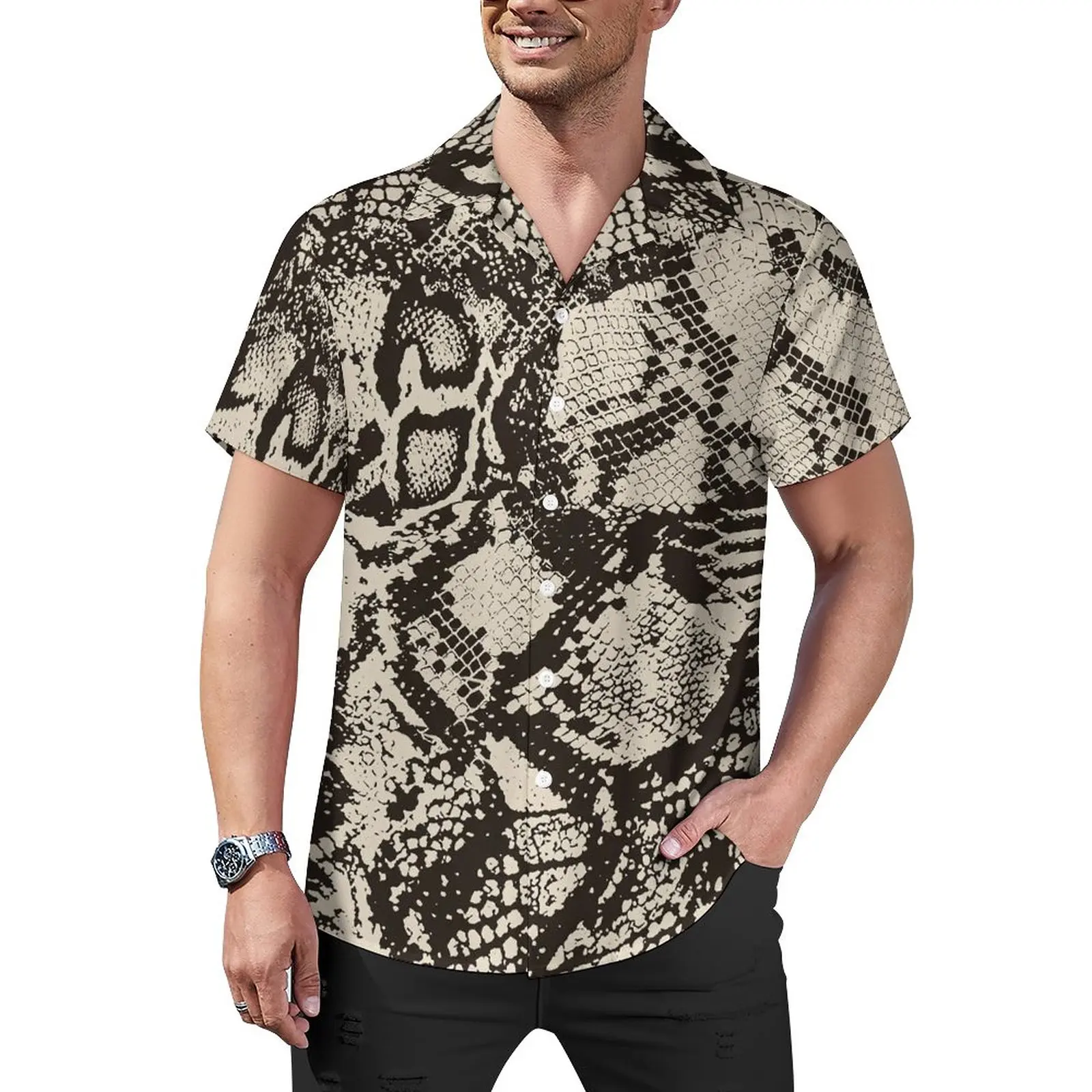 Vintage Snakeskin Blouses Male Snake Skin Print Animal Casual Shirts Summer Short-Sleeved Custom Y2K Oversized Beach Shirt Gift
Vintage Snakeskin Blouses Male Snake Skin Print Animal Casual Shirts Summer Short-Sleeved Custom Y2K Oversized Beach Shirt Gift