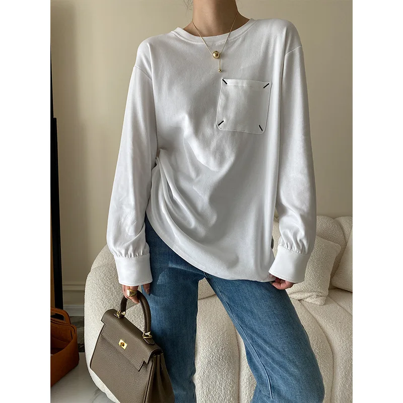 fashionable sewing pocket design loose large t-shirt long sleeve overlapping design feeling autumn and winter new style
fashionable sewing pocket design loose large t-shirt long sleeve overlapping design feeling autumn and winter new style