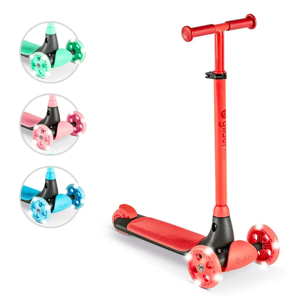

Yvolution Kids Scooter Y Glider Kiwi Red, Three Light-Up Wheels, Boys and Girls, Ages 3-8 Years free shipping scooter