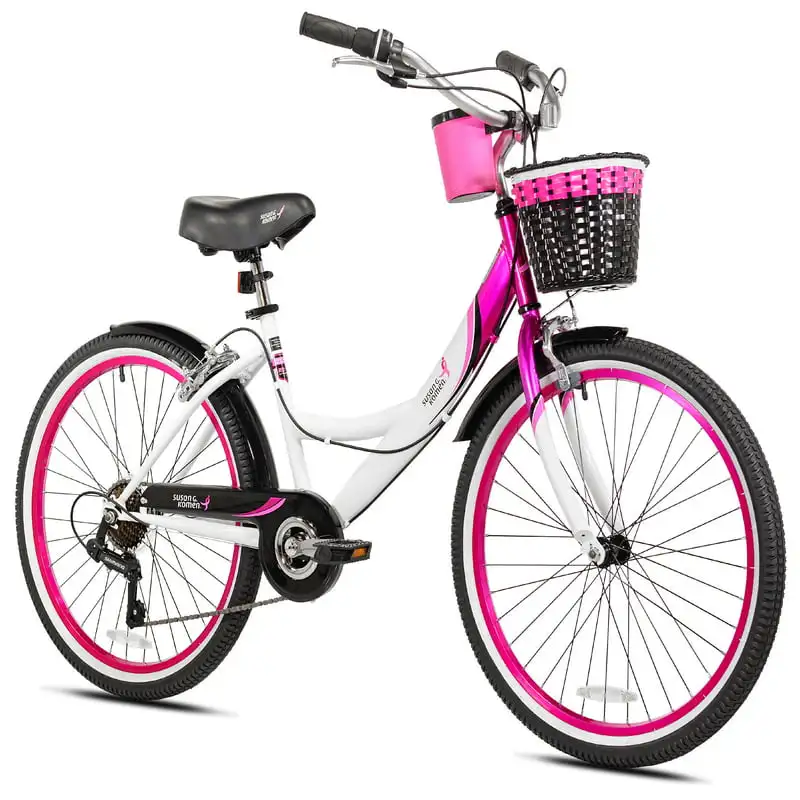 

G. Komen 24 In. Multi-Speed Cruiser Girl's Bike, Pink, White and Black