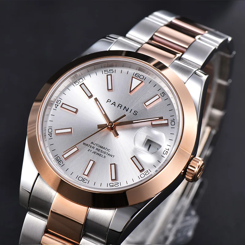New Fashion Parnis 39.5mm Rose Gold Automatic Mechanical Watches Calendar Sapphire Glass Luxury Watch For Men reloj hombre Clock
New Fashion Parnis 39.5mm Rose Gold Automatic Mechanical Watches Calendar Sapphire Glass Luxury Watch For Men reloj hombre Clock