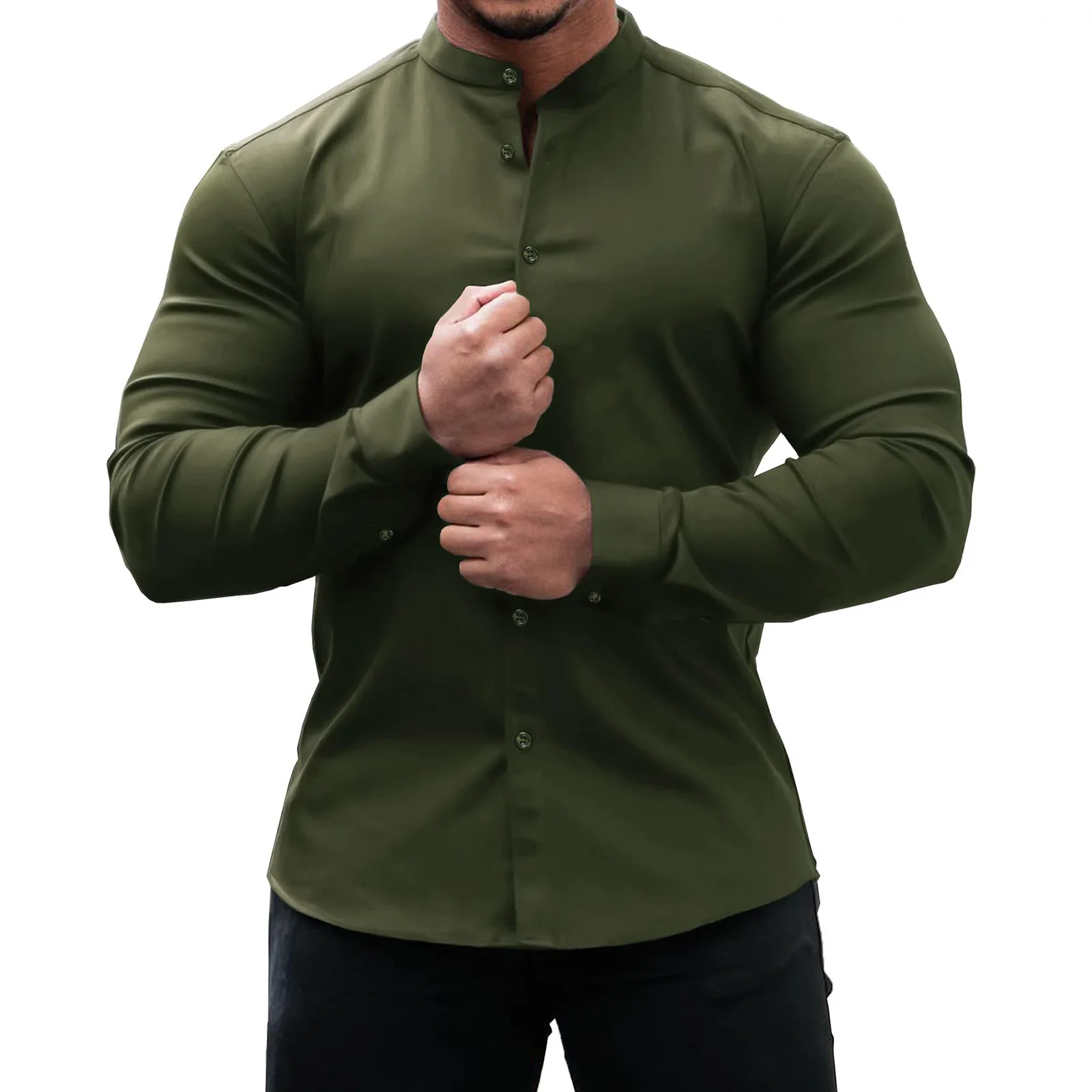 Men's Solid Color Sports Casual Shirt Slim Fit Micro-elastic Long Sleeve Comfortable Versatile Stand Collar Tops
Men's Solid Color Sports Casual Shirt Slim Fit Micro-elastic Long Sleeve Comfortable Versatile Stand Collar Tops