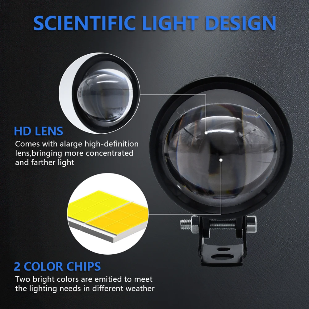 6LED Motorcycle Spot Light 2.5inch External Fog Light Auxiliary Lamp Projector Lens White Amber Waterproof Headlight for UTV ATV
6LED Motorcycle Spot Light 2.5inch External Fog Light Auxiliary Lamp Projector Lens White Amber Waterproof Headlight for UTV ATV