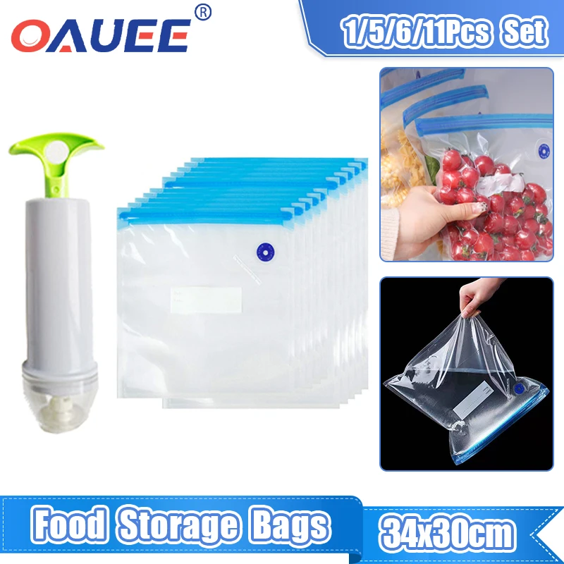 1/5/6/11PCS Food Storage Plastic Bag Moistureproof Food Fresher Bag Sealing Bag Reusable Manual Pump Vacuum Sealer Sous Vide Bag
1/5/6/11PCS Food Storage Plastic Bag Moistureproof Food Fresher Bag Sealing Bag Reusable Manual Pump Vacuum Sealer Sous Vide Bag