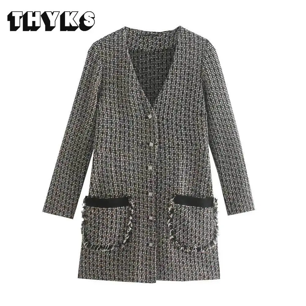 Women Fashion With Gem Buttons Frayed Trim Tweed Mini Dress Vintage Three Quarter Sleeve Pockets Female Dresses Mujer TRAF
Women Fashion With Gem Buttons Frayed Trim Tweed Mini Dress Vintage Three Quarter Sleeve Pockets Female Dresses Mujer TRAF