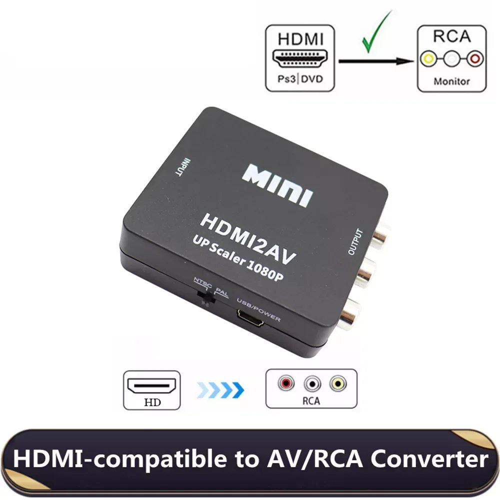 HDMI-compatible TO AV RCA CVSB L/R Video 1080P Scaler Converter Box HD Video Composite Adapter HDMI2AV Adapter Support NTSC PAL 
HDMI-compatible TO AV RCA CVSB L/R Video 1080P Scaler Converter Box HD Video Composite Adapter HDMI2AV Adapter Support NTSC PAL