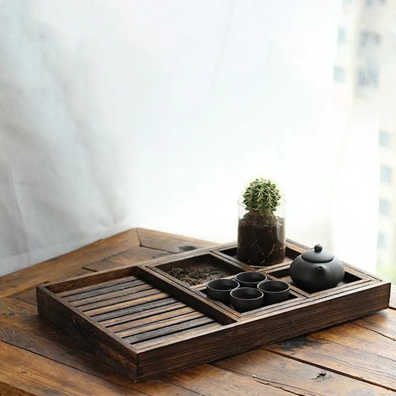 

Деревянная фруктовая гайка, маленький поднос, деревянный прямоугольный поднос для чая, искусственный японский твердый домашний поднос из 7 частей