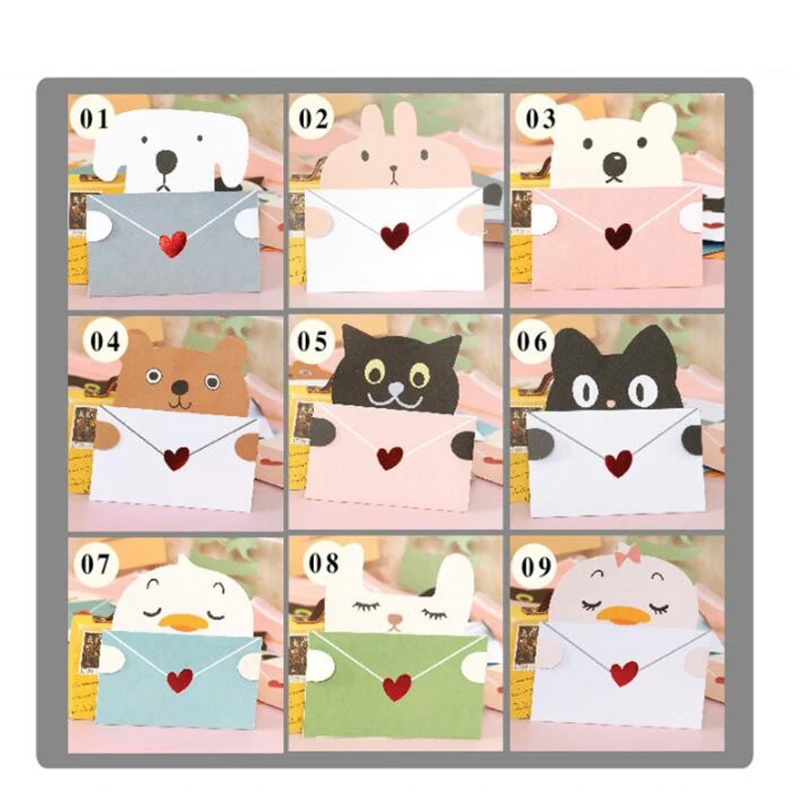 50Packs wholesale Folding Universal Greeting card+envelope Blessing Mini card Cartoon dog cat animal cartoon children Gift Cards
50Packs wholesale Folding Universal Greeting card+envelope Blessing Mini card Cartoon dog cat animal cartoon children Gift Cards