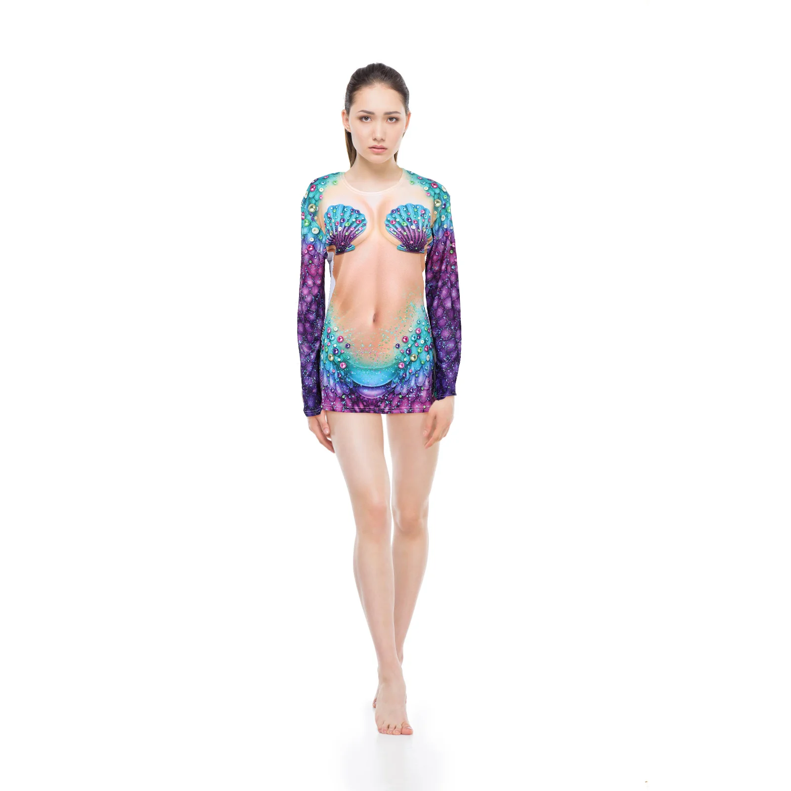 Halloween Party Long Sleeve T-shirt Average Size Mermaid Cosplay Shirt Marine Shell Printed Clothes
Halloween Party Long Sleeve T-shirt Average Size Mermaid Cosplay Shirt Marine Shell Printed Clothes