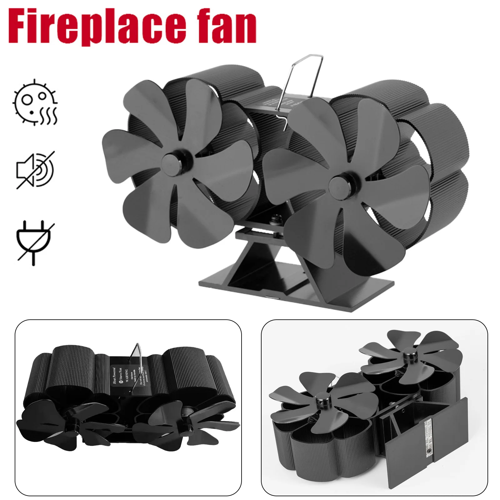 Stoves Accs Fireplace Fan Double Head 12 Leaves 1PC Aluminum Black Powered Fireplace Fan Thermoelectric Module
Stoves Accs Fireplace Fan Double Head 12 Leaves 1PC Aluminum Black Powered Fireplace Fan Thermoelectric Module