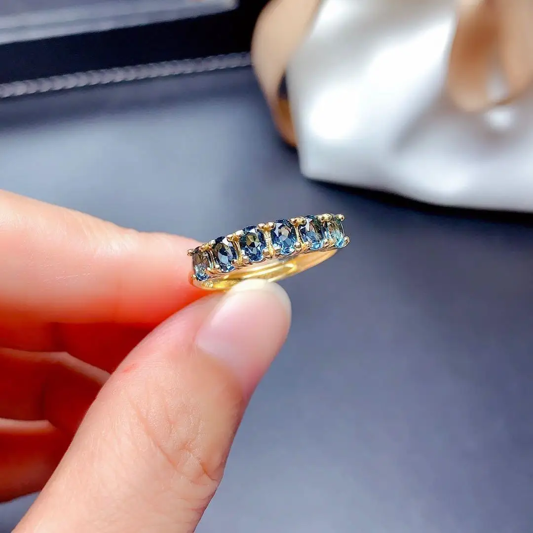 

Специальное предложение кольцо с натуральным лондонским голубым топазом высокой четкости с основным камнем 3*4 мм 92 5 серебряное позолоченн...