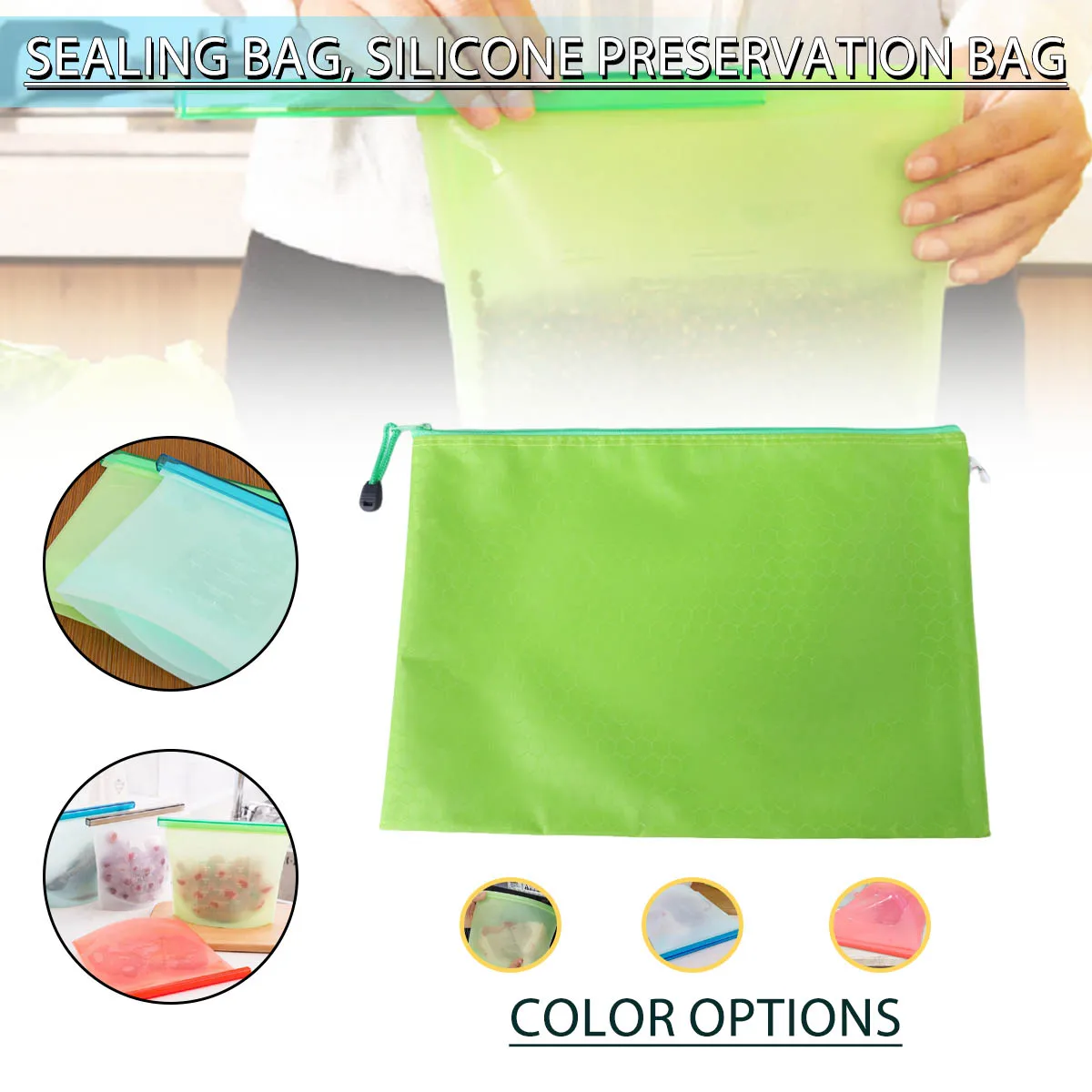 Reusable Silicone Food Bags Silicone Food Storage Bags Refrigerator Fresh-keeping Bag Fruit Food Storage Box 500ml/1000ml 
Reusable Silicone Food Bags Silicone Food Storage Bags Refrigerator Fresh-keeping Bag Fruit Food Storage Box 500ml/1000ml