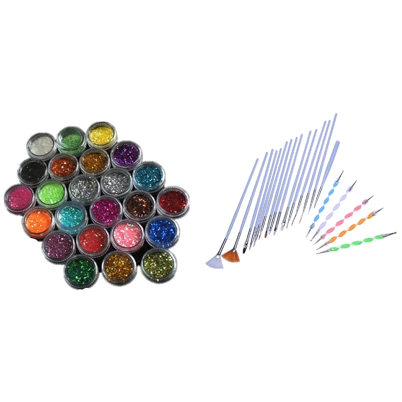20Pcs Nail Art Dotting Painting Polish Brush Pen Tools & 1 Set 24 Colors Bright Acrylic Sequins UV Nail Art Decoration
20Pcs Nail Art Dotting Painting Polish Brush Pen Tools & 1 Set 24 Colors Bright Acrylic Sequins UV Nail Art Decoration