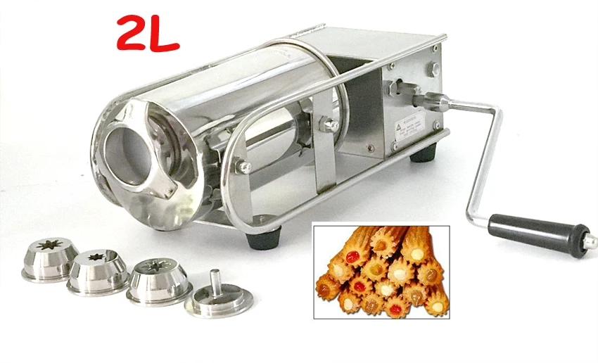 Free Shipping 304 stainless steel 2L Manual horizontal Churros Maker Machine with 3 size nozzles
Free Shipping 304 stainless steel 2L Manual horizontal Churros Maker Machine with 3 size nozzles