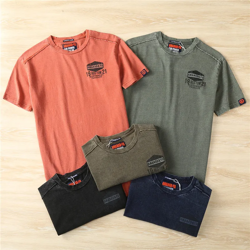 Summer New American Retro England Short-sleeved O-neck Letter Printed T-shirt Men's Fashion Pure Cotton Washed Old Casual Tops 
Summer New American Retro England Short-sleeved O-neck Letter Printed T-shirt Men's Fashion Pure Cotton Washed Old Casual Tops