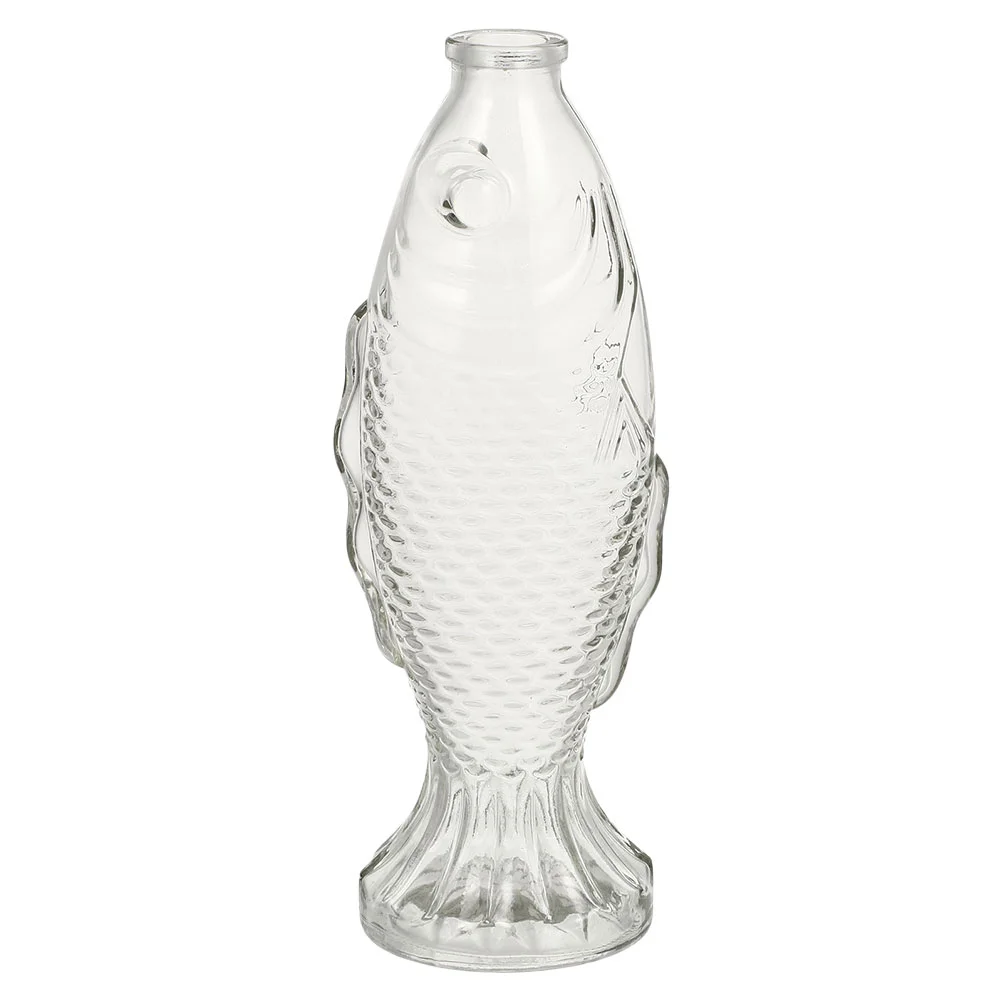 

Glass Fish Vase Modeling Flowerpot Lovely Gift Corked Drift Bottle Wishing Decor Clear Vases