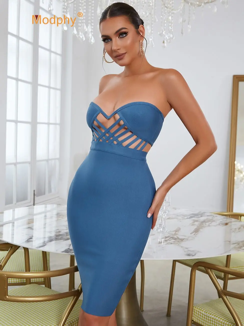 2022 Women's Sexy knee length HL Bandage Dress Blue Strapless Hollow Out Bodycon Club Party Dresses Vestidos Wholesale Maxi
2022 Women's Sexy knee length HL Bandage Dress Blue Strapless Hollow Out Bodycon Club Party Dresses Vestidos Wholesale Maxi