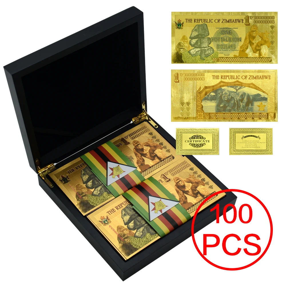 Новинка 100 г., шт./коркор., бумажные золотые банкноты Yottalilion в долларах Зимбабве с коробкой для коллекционных подарков
Новинка 100 г., шт./коркор., бумажные золотые банкноты Yottalilion в долларах Зимбабве с коробкой для коллекционных подарков