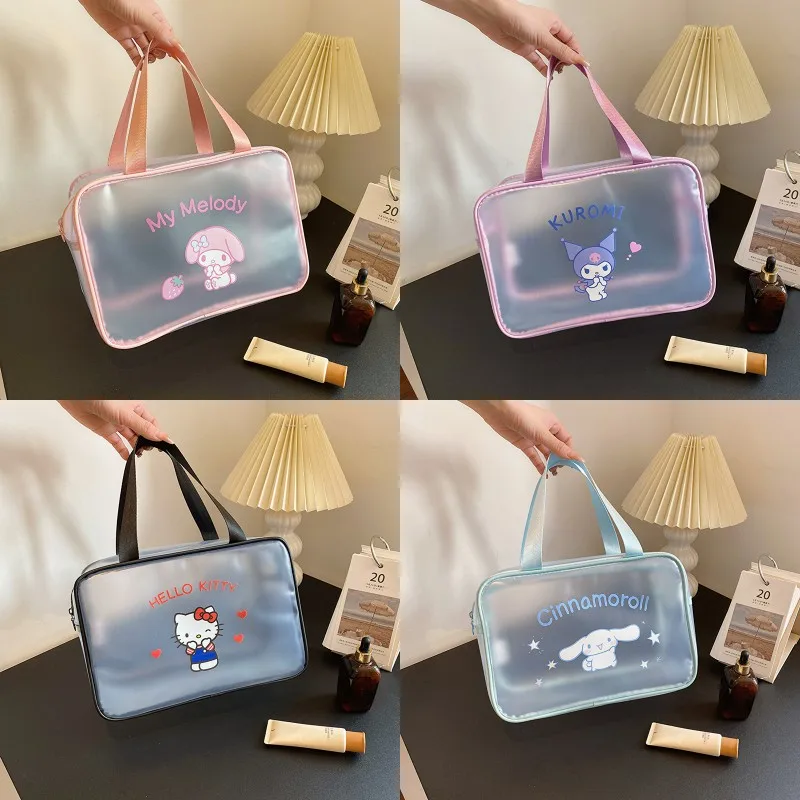 

Hello Kitty Sanrio Pvc Transparent Cosmetic Bag Cinnamoroll Kuromi My Melody Kawaii Waterproof Makeup Bag Toiletry Organize Girl