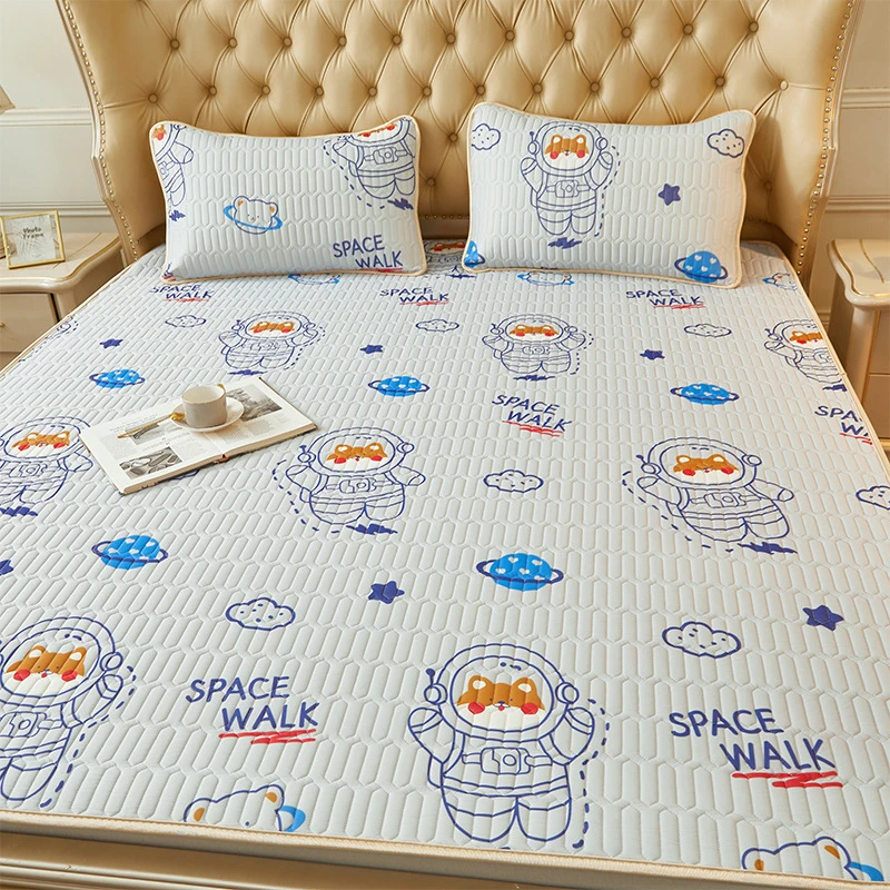 Home Printed Thai Latex Filing Summer Sleeping Mat with Sheets Air-Permeable Cool Ice Silk Quilted Bed Mat Elastic Band Bed Mats
Home Printed Thai Latex Filing Summer Sleeping Mat with Sheets Air-Permeable Cool Ice Silk Quilted Bed Mat Elastic Band Bed Mats