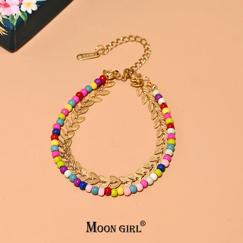 Double Layers 3mm Bohemian Beads Bracelet for Women Gold Color Stainless Steel Charm Wrist Pulseras Femme MOON GIRL Design
Double Layers 3mm Bohemian Beads Bracelet for Women Gold Color Stainless Steel Charm Wrist Pulseras Femme MOON GIRL Design