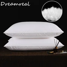 2pcs White Goose Down Feather Pillow for Sleeping Soft Bed Pillow with 100% Cotton Shell Standard Queen Size Back, Side Sleeper
