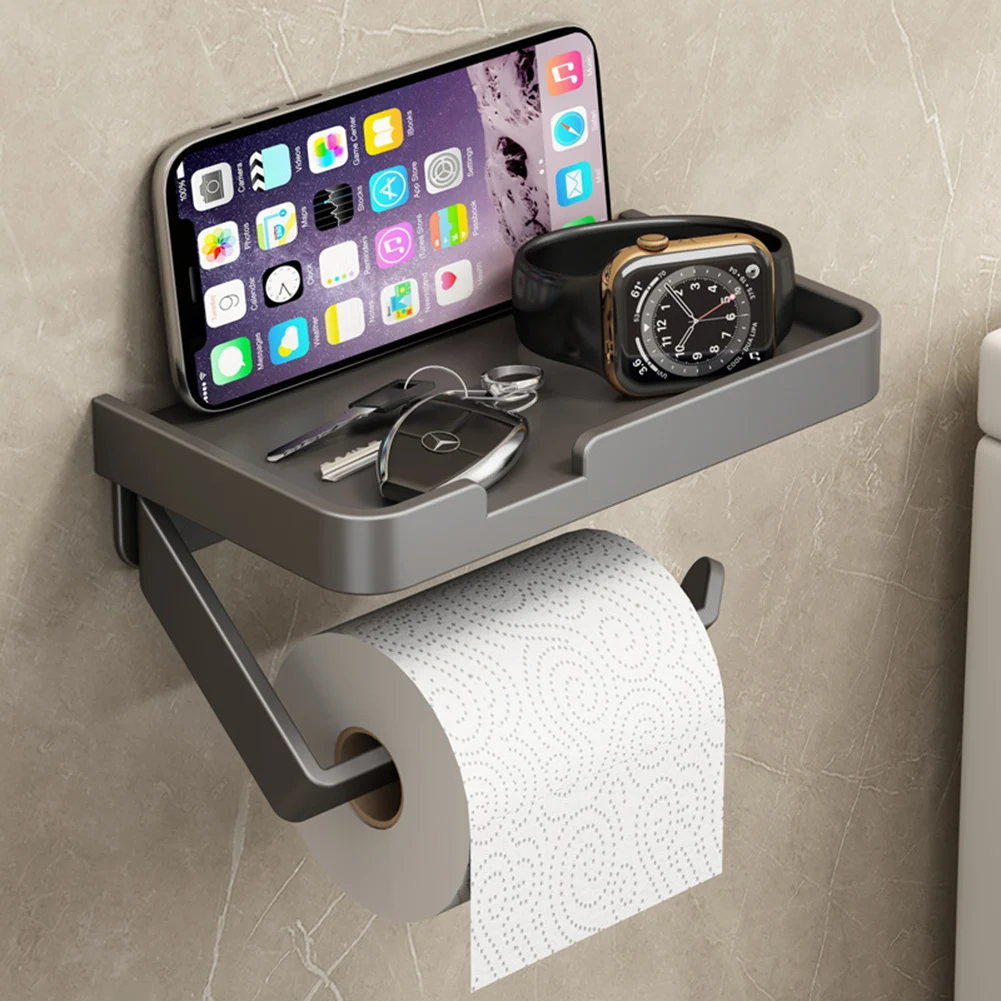 Aluminum Alloy Paper Holder Wall Mounted Space Roll Holder Phone Storage Hanger Toilet Shelf Towel Rack Tissue Box WC Accessorie
Aluminum Alloy Paper Holder Wall Mounted Space Roll Holder Phone Storage Hanger Toilet Shelf Towel Rack Tissue Box WC Accessorie