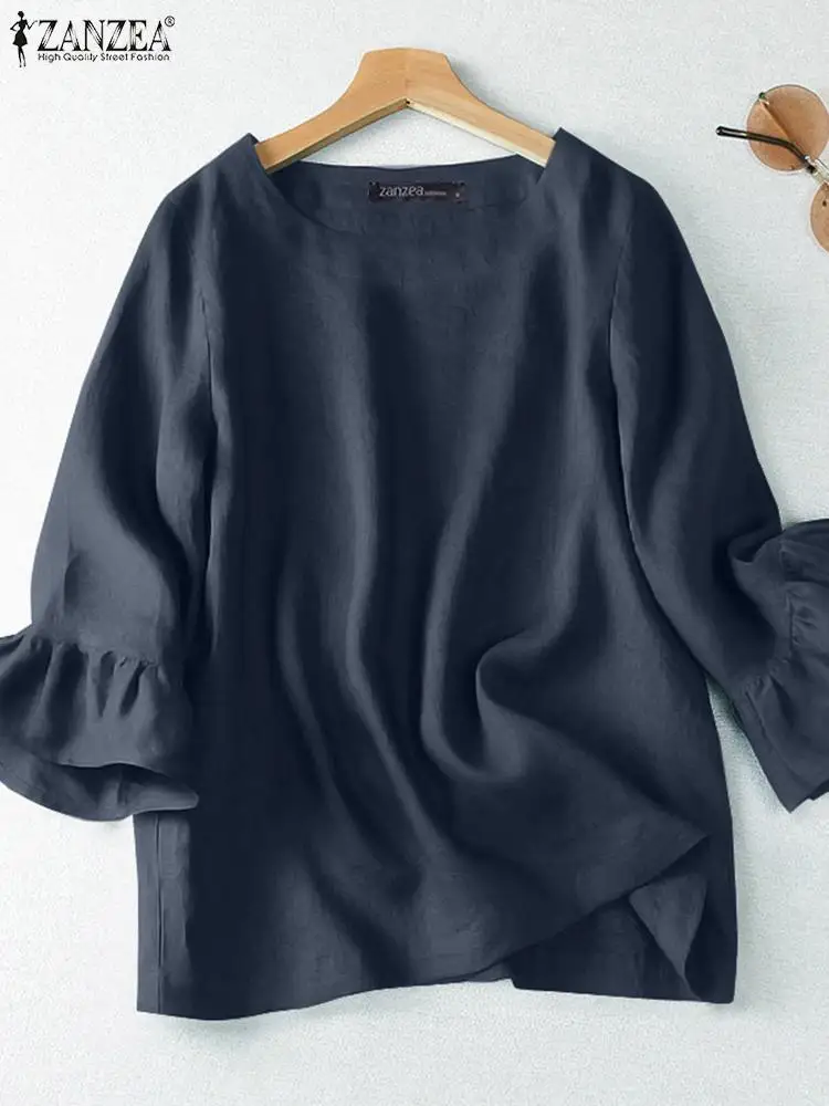 ZANZEA Fashion Cotton Blouse Woman Flare Sleeve O-Neck Solid Tops Summer Elegant Loose Chemise Casual Street Shirt Oversize 2023
ZANZEA Fashion Cotton Blouse Woman Flare Sleeve O-Neck Solid Tops Summer Elegant Loose Chemise Casual Street Shirt Oversize 2023