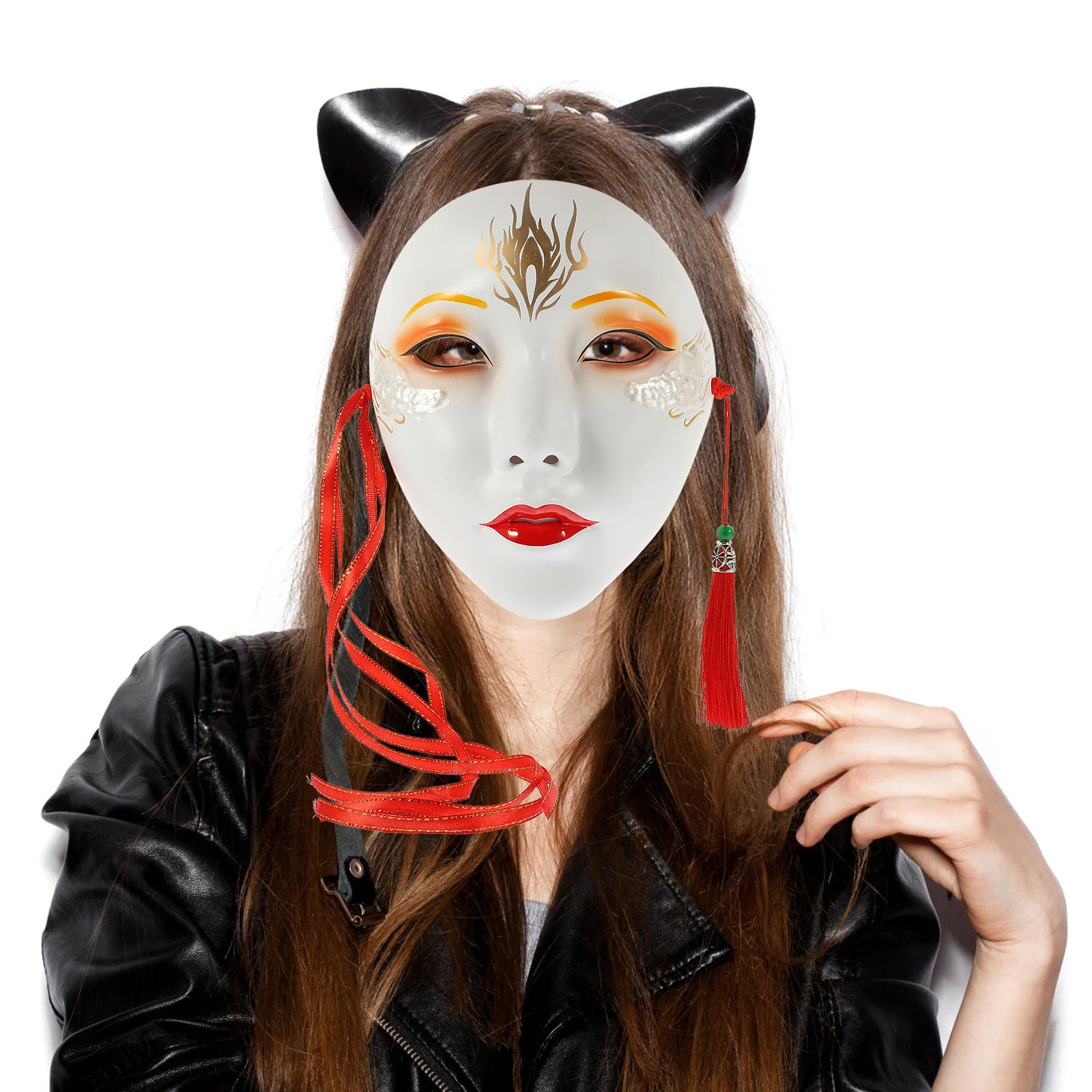 

Japanese Kabuki Mask Full Face Masquerade Mask Venetian Mask Mardi Gras Mask Halloween Cosplay Mask Carnival Party Prom Costumes