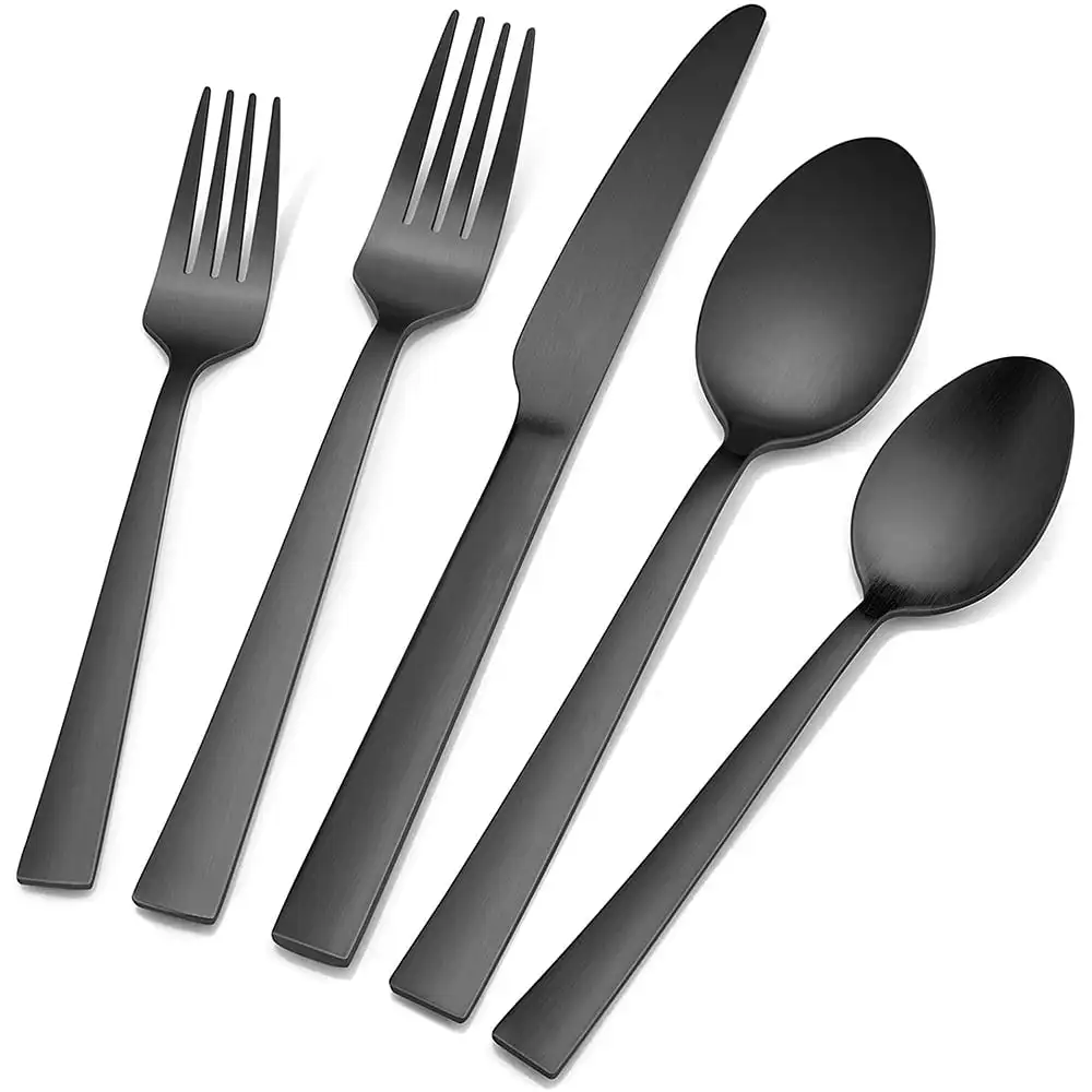 20-Piece Matte Black Silverware Set, Stainless Steel Flatware Set Service for 4, Metal Cutlery Eating Utensils Tableware Includ
20-Piece Matte Black Silverware Set, Stainless Steel Flatware Set Service for 4, Metal Cutlery Eating Utensils Tableware Includ