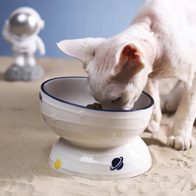 

Cat Elevated Bowl Ceramic Pet Food Water Feeders Raised Tilted Puppy Dogs Drinking Eating Bowls Non Slip Feeders