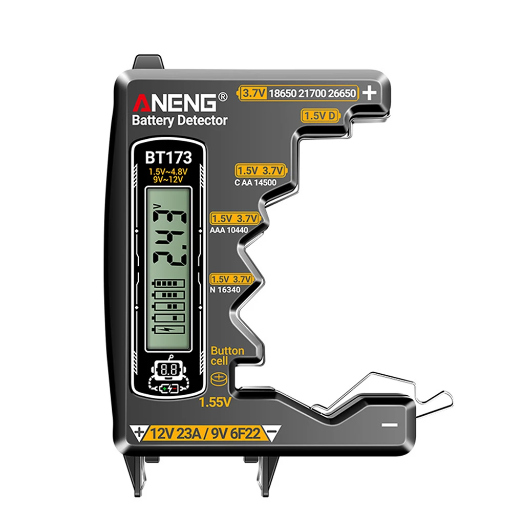 Цифровой тестер батареи ANENG BT173, два измерения уровня C D AA AAA N 9 В, универсальный измерительный прибор, портативный тестер, инструменты
Цифровой тестер батареи ANENG BT173, два измерения уровня C D AA AAA N 9 В, универсальный измерительный прибор, портативный тестер, инструменты 