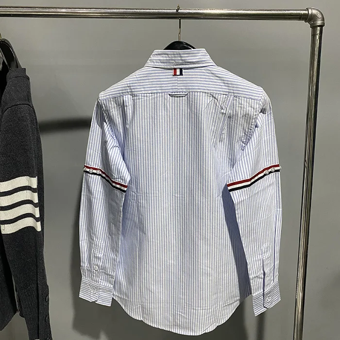 Korean Style TB Shirt Striped Red, White and Blue Color Stripe Double Armband Embroidered Oxford Cotton Shirt for Men and Women
Korean Style TB Shirt Striped Red, White and Blue Color Stripe Double Armband Embroidered Oxford Cotton Shirt for Men and Women