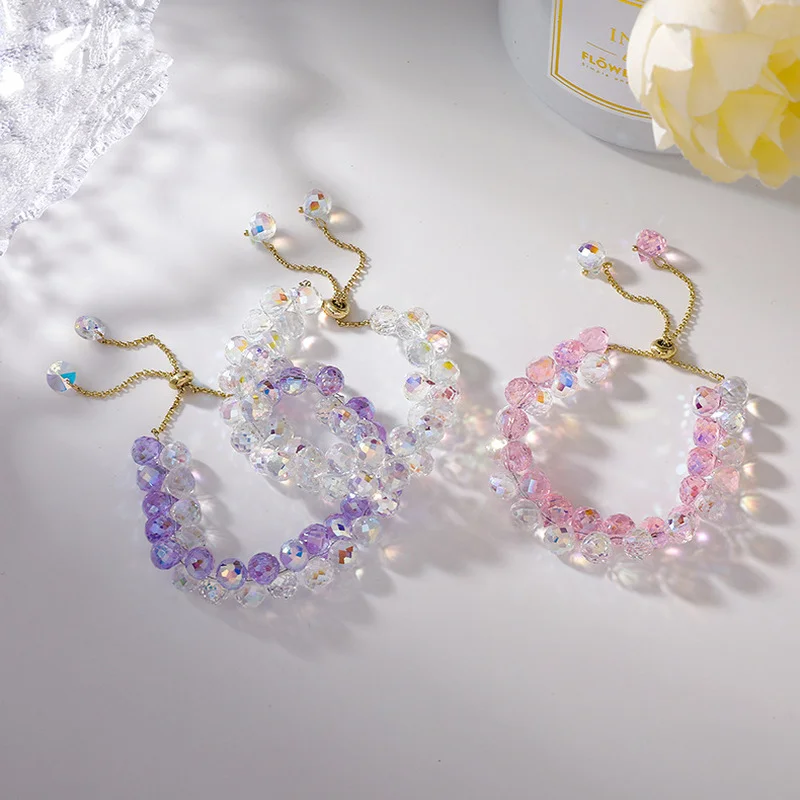 Origin Summer Korean Fashion 3 Style Crystal Beaded Bracelets for Women Purple Pink Transparent Adjustable Bracelets Jewelry
Origin Summer Korean Fashion 3 Style Crystal Beaded Bracelets for Women Purple Pink Transparent Adjustable Bracelets Jewelry