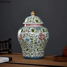 Enamel Color General Jar Ceramic Candy Jar Tea Caddy Cosmetic Containers Classical Porcelain Storage Jars Vintage Home Decor