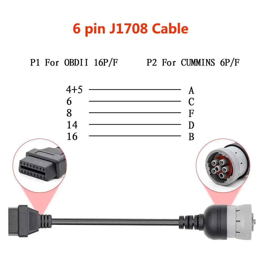 OBD2 Truck Diagnostic Scanner Cable Adapter J1708 J1939 OBD 6Pin 9Pin to OBD2 16Pin Diagnostic Tool for Cummins truck cable
OBD2 Truck Diagnostic Scanner Cable Adapter J1708 J1939 OBD 6Pin 9Pin to OBD2 16Pin Diagnostic Tool for Cummins truck cable