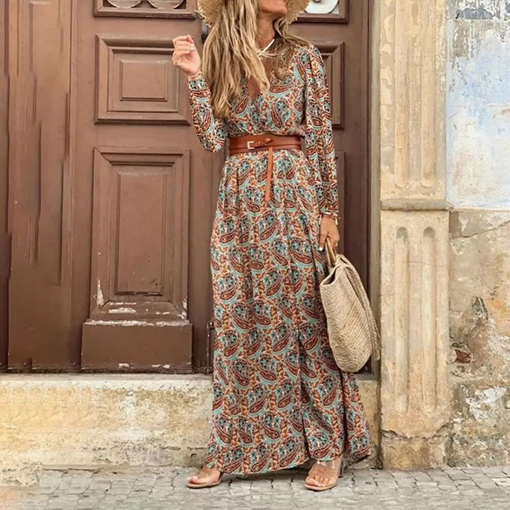 New Autumn Winter Long-sleeved Dress V-neck Bohemian Floral Dress Printing Fashion female Vintage Ladies Dresses Women Clothing
New Autumn Winter Long-sleeved Dress V-neck Bohemian Floral Dress Printing Fashion female Vintage Ladies Dresses Women Clothing