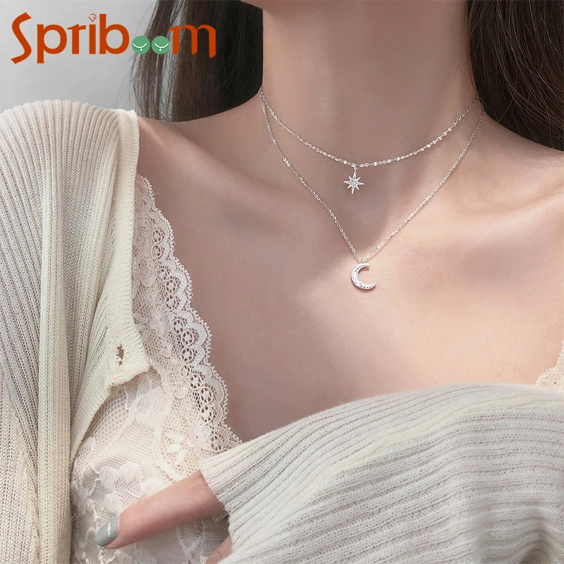 Star Moon Pendant Necklace for Girls Double Layer Clavicle Chain Women's Neck Chain Simple Choker Jewelry Valentines Day Gifts
Star Moon Pendant Necklace for Girls Double Layer Clavicle Chain Women's Neck Chain Simple Choker Jewelry Valentines Day Gifts