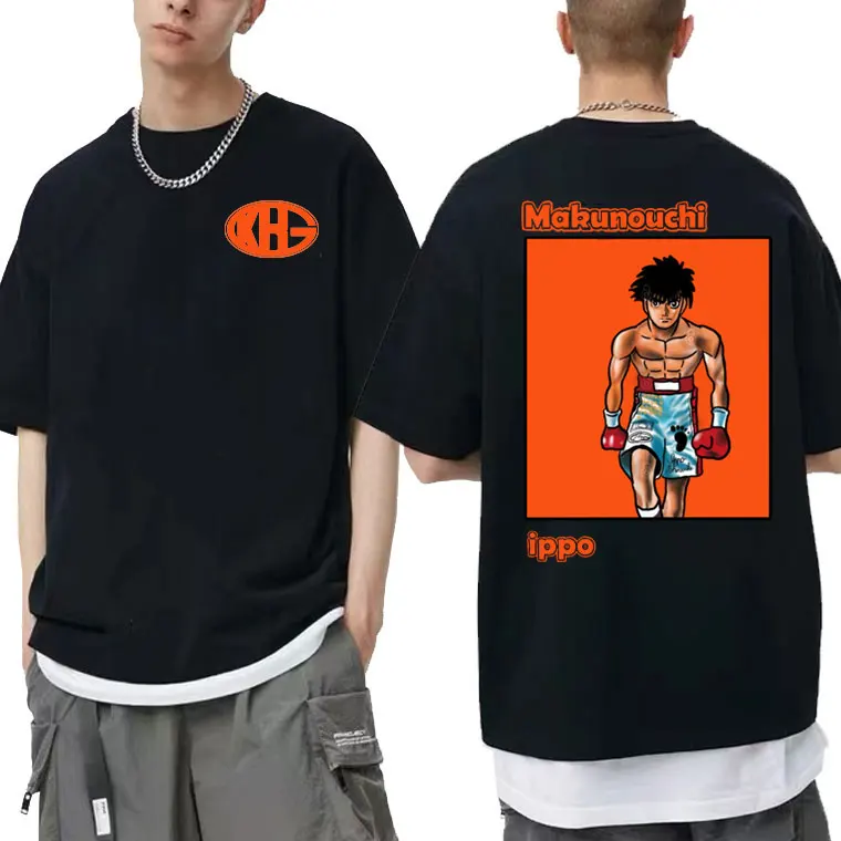 

Japanese Anime Man Oversized T-shirts Makunouchi Hajime No Ippo Fighting Print Tees Tops Men's Manga Kamogawa Boxing Gym Tshirt