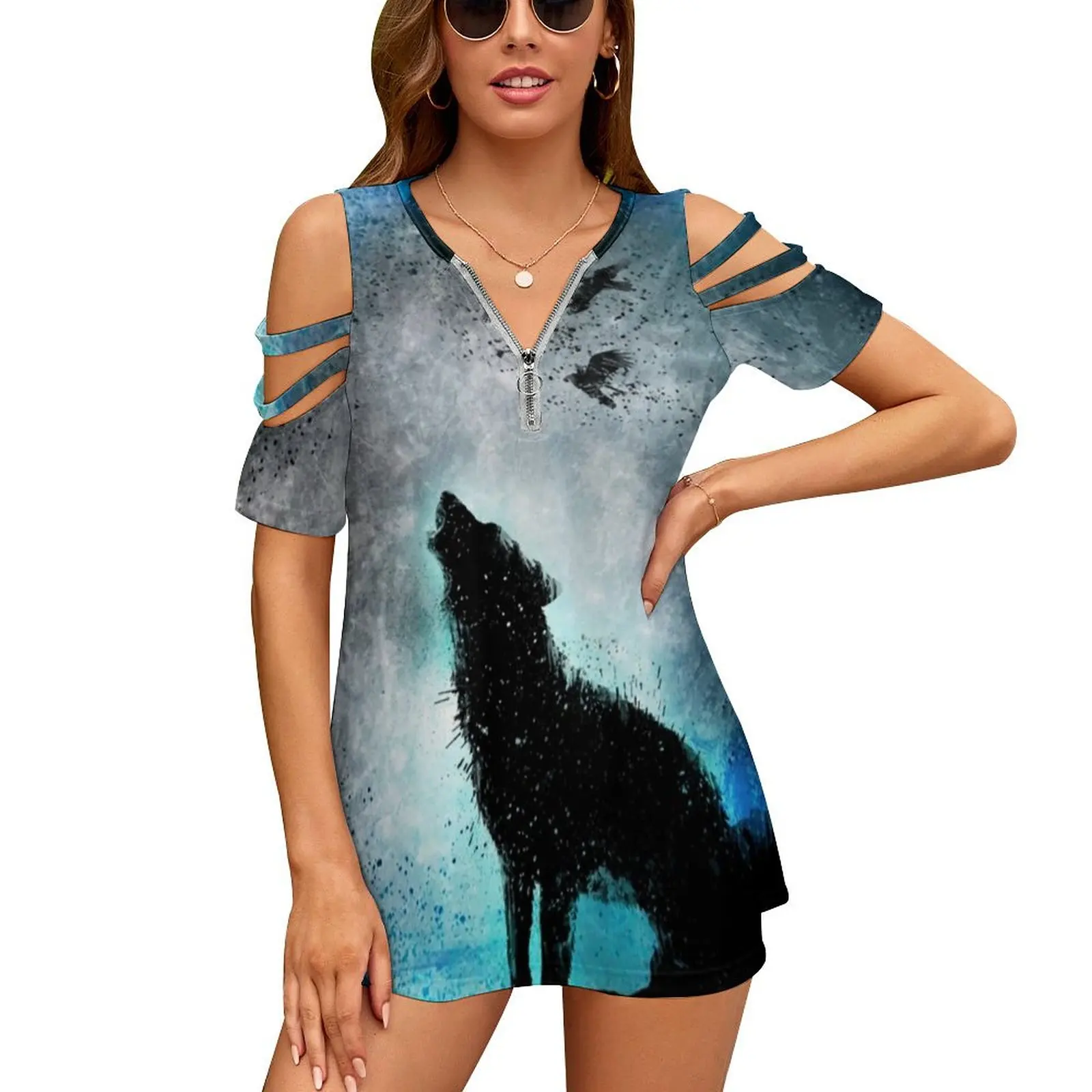Funky Wolf T Shirt Midnight Howl Pretty T-Shirts Short Sleeve V Neck Casual Custom Tshirt Date Top Tees Big Size
Funky Wolf T Shirt Midnight Howl Pretty T-Shirts Short Sleeve V Neck Casual Custom Tshirt Date Top Tees Big Size