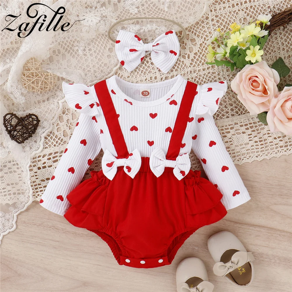 ZAFILLE Bowknot Flying Sleeve Newborn Girls Bodysuit Valentine's Day Baby Costume Patchwork Overalls For Kids Girls Clothing
ZAFILLE Bowknot Flying Sleeve Newborn Girls Bodysuit Valentine's Day Baby Costume Patchwork Overalls For Kids Girls Clothing